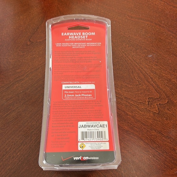 💛 Jabra Earwave Boom Headset Universal 2.5mm Jack Phones Brand New NWT - Picture 3 of 3